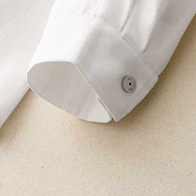 Chemise décontractée en coton uni à col montant et manches longues pour femme avec motif Buddha Stones - image 13