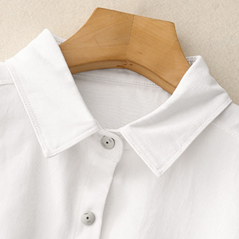 Chemise décontractée en coton uni à col montant et manches longues pour femme avec motif Buddha Stones - image 11