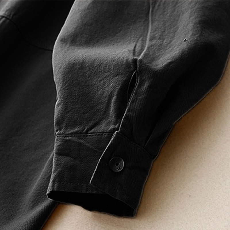 Chemise décontractée en coton uni à col montant et manches longues pour femme avec motif Buddha Stones - image 19