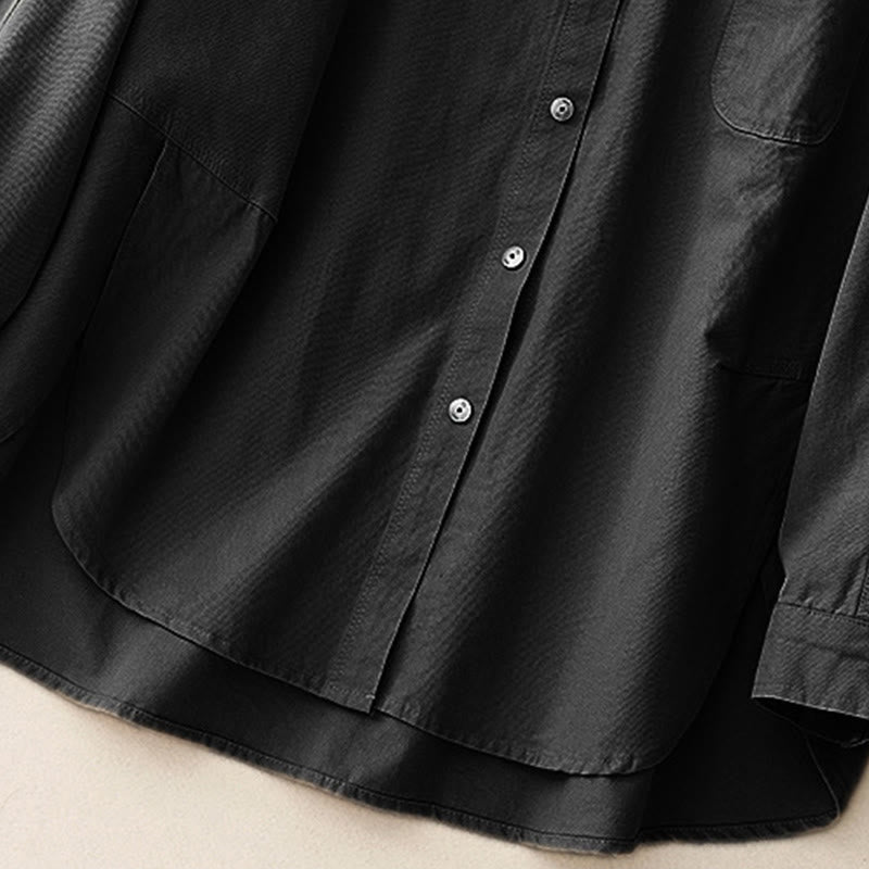 Chemise décontractée en coton uni à col montant et manches longues pour femme avec motif Buddha Stones - image 20