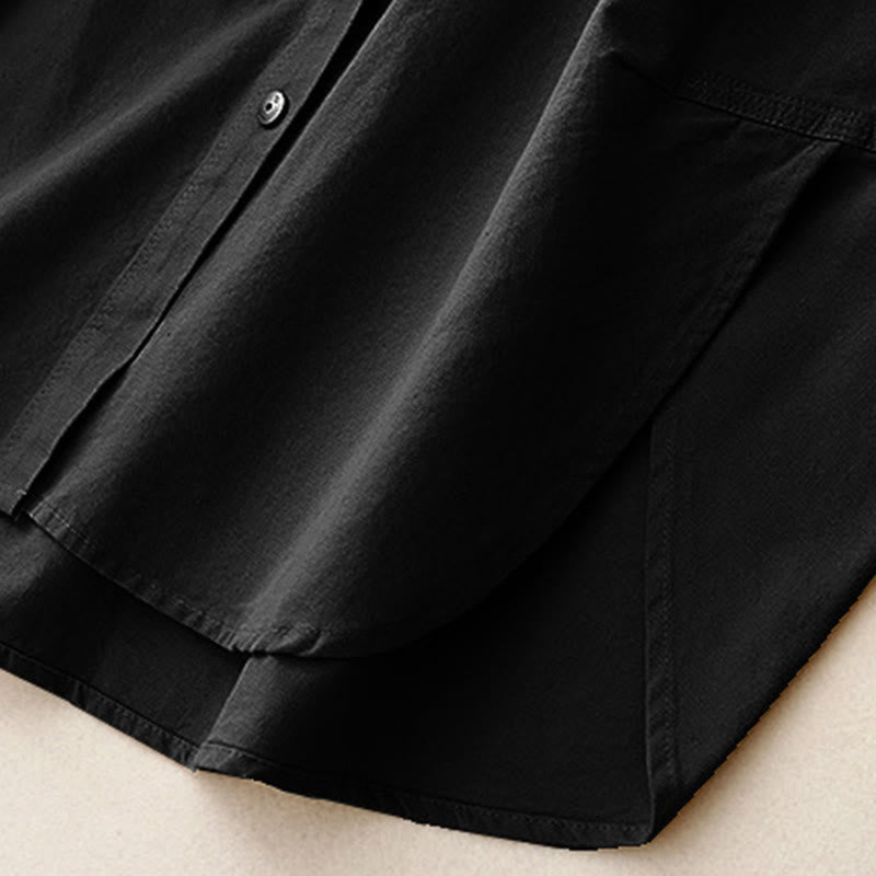 Chemise décontractée en coton uni à col montant et manches longues pour femme avec motif Buddha Stones - image 18