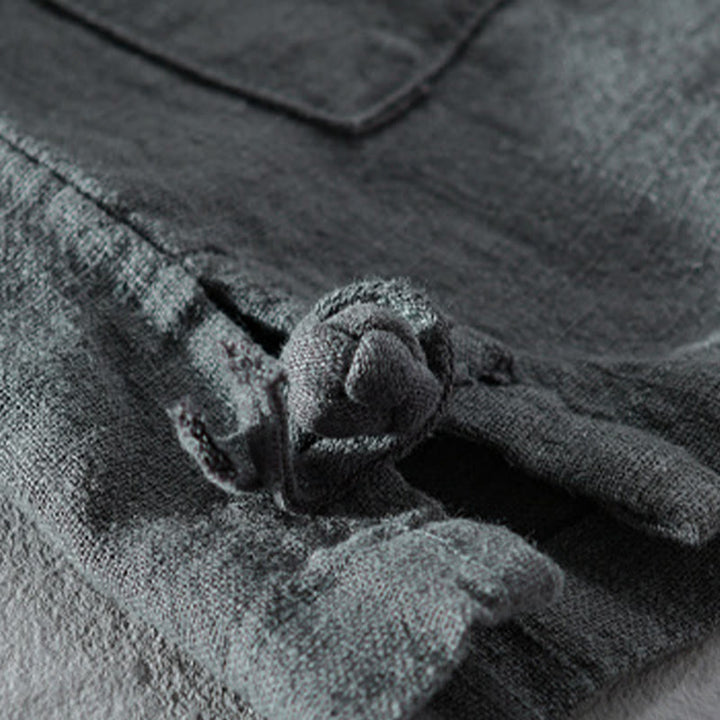 Chemises homme en coton ramie à manches longues et boutons Buddha Stones avec poches - image 7