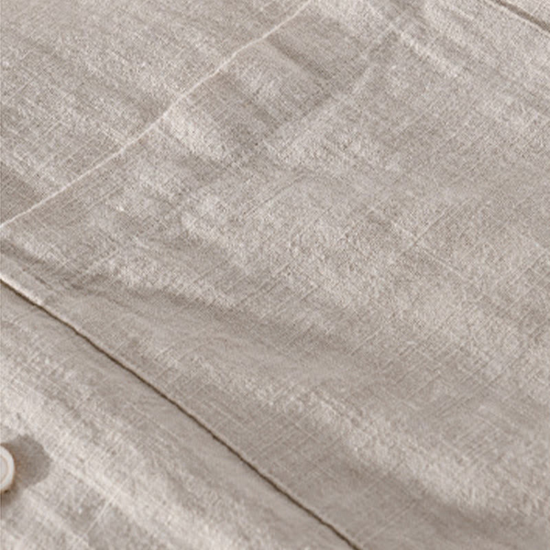 Chemises homme en coton ramie à manches longues et boutons Buddha Stones avec poches - image 12