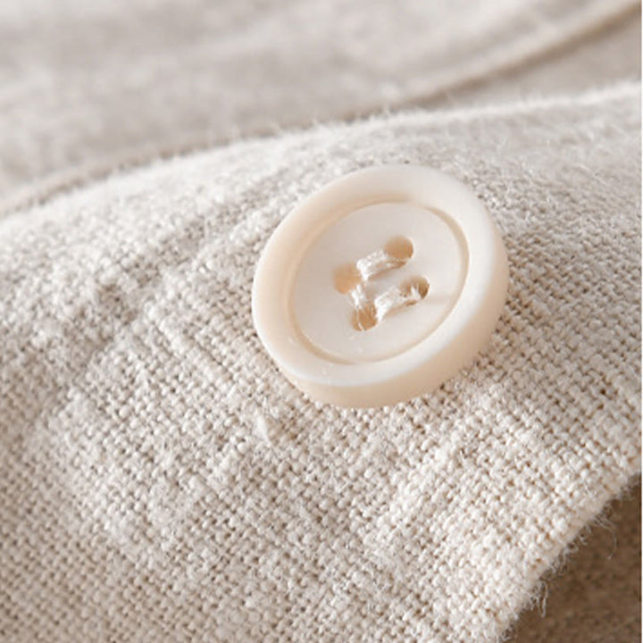 Chemises homme en coton ramie à manches longues et boutons Buddha Stones avec poches - image 14