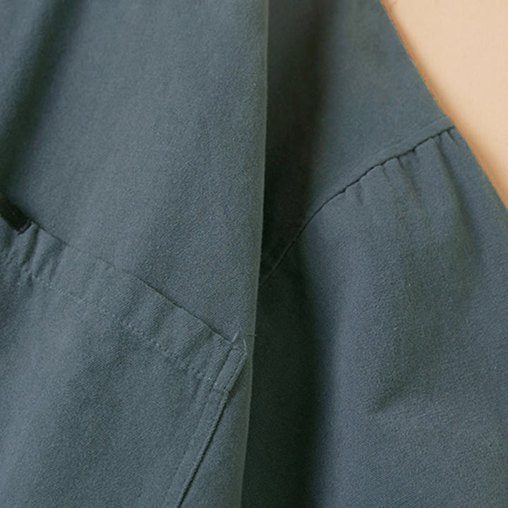 Chemise décontractée à manches longues et col montant pour femme, en coton, avec boutons et Buddha Stones - image 2