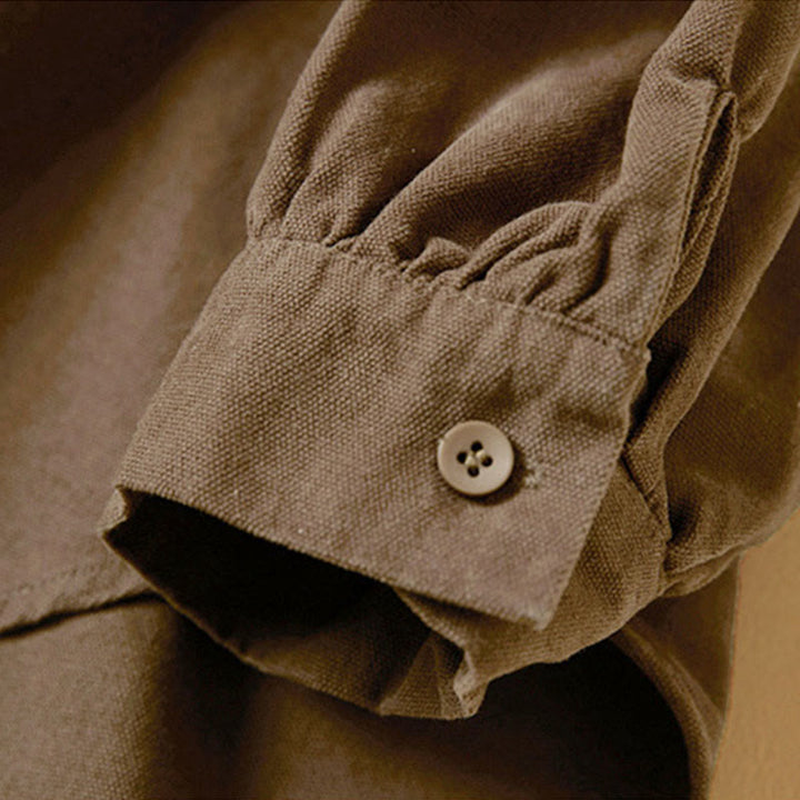 Chemise décontractée à manches longues et col montant pour femme, en coton, avec boutons et Buddha Stones - image 18