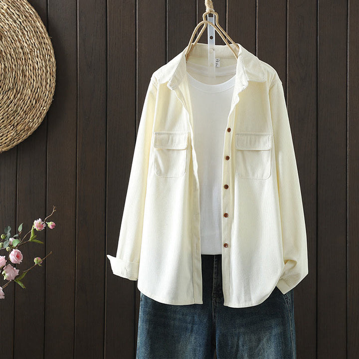 Veste à manches longues en coton côtelé Buddha Stones pour femme avec poches - Jaune clair - US8-10，UK/AU12-14，EU40-42 (2XL) - image 24