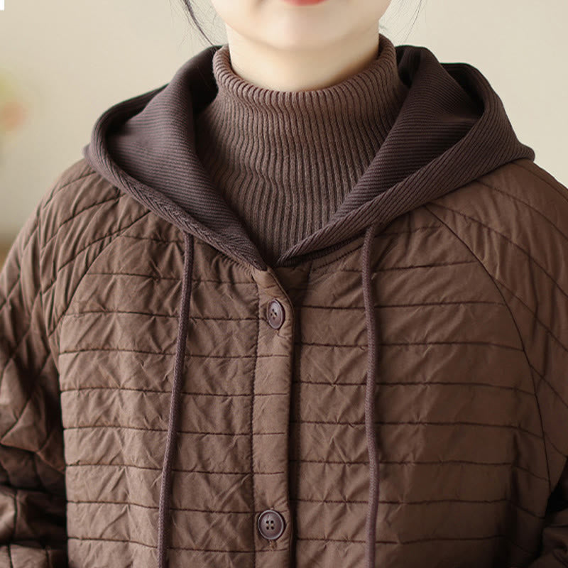 Manteau matelassé en coton uni cranté avec poches pour femme Buddha Stones - image 9