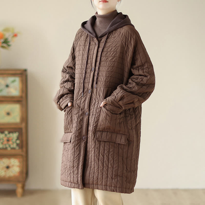 Manteau matelassé en coton uni cranté avec poches pour femme Buddha Stones - image 5