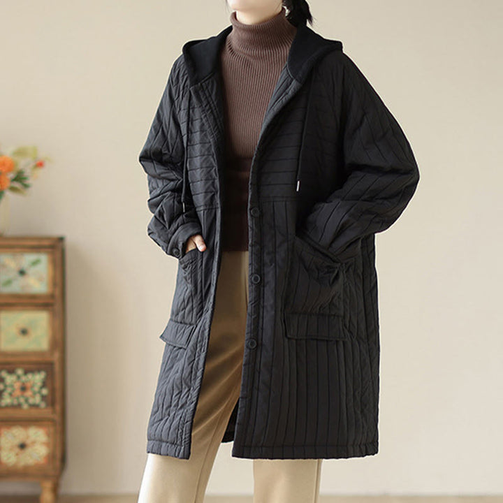 Manteau matelassé en coton uni cranté avec poches pour femme Buddha Stones - image 13