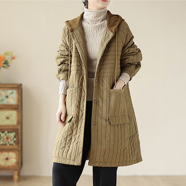 Manteau matelassé en coton uni cranté avec poches pour femme Buddha Stones - image 19