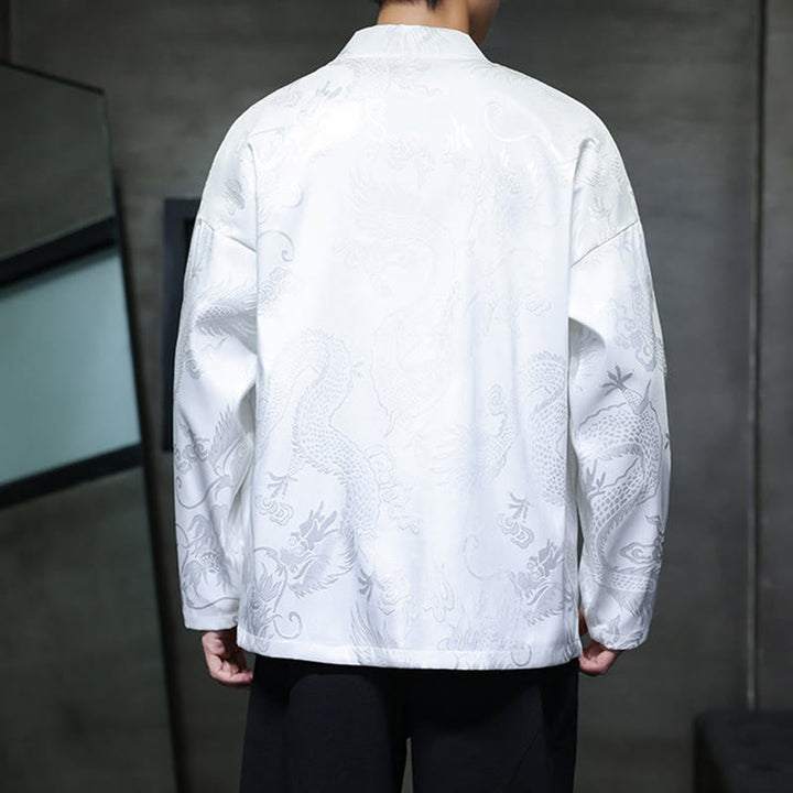 Chemise homme à manches longues et col montant en jacquard motif dragon et Buddha Stones grenouille - image 14