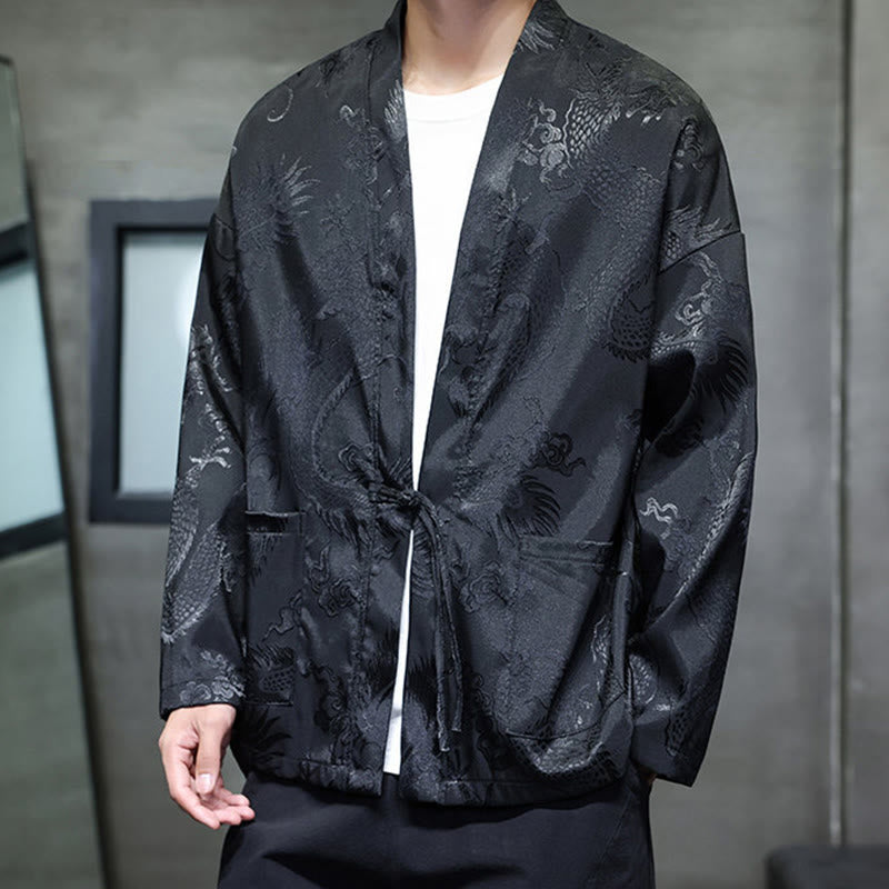 Chemise homme à manches longues et col montant en jacquard motif dragon et Buddha Stones grenouille - image 7