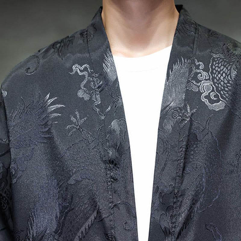 Chemise homme à manches longues et col montant en jacquard motif dragon et Buddha Stones grenouille - image 8