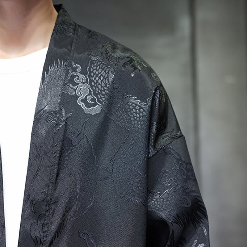 Chemise homme à manches longues et col montant en jacquard motif dragon et Buddha Stones grenouille - image 9