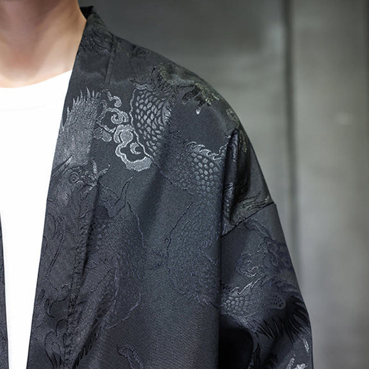 Chemise homme à manches longues et col montant en jacquard motif dragon et Buddha Stones grenouille - image 9