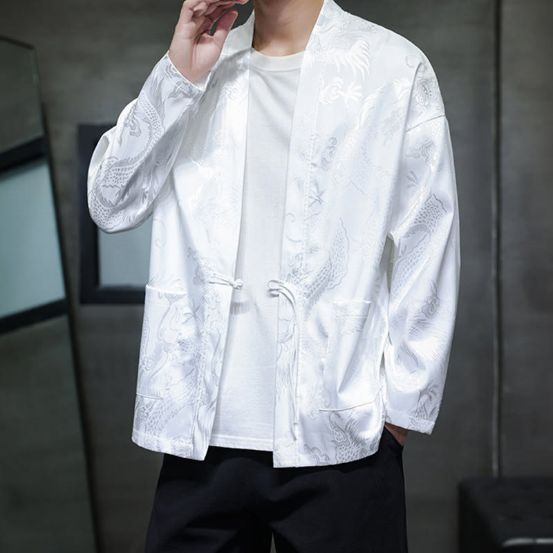 Chemise homme à manches longues et col montant en jacquard motif dragon et Buddha Stones grenouille - image 17