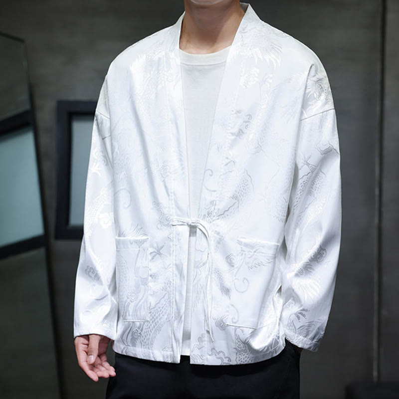 Chemise homme à manches longues et col montant en jacquard motif dragon et Buddha Stones grenouille - image 19