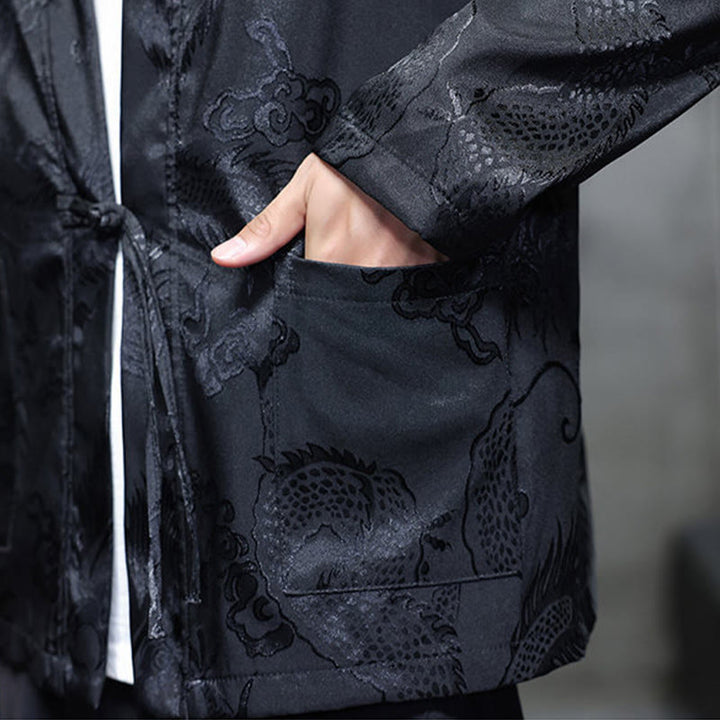Chemise homme à manches longues et col montant en jacquard motif dragon et Buddha Stones grenouille - image 11