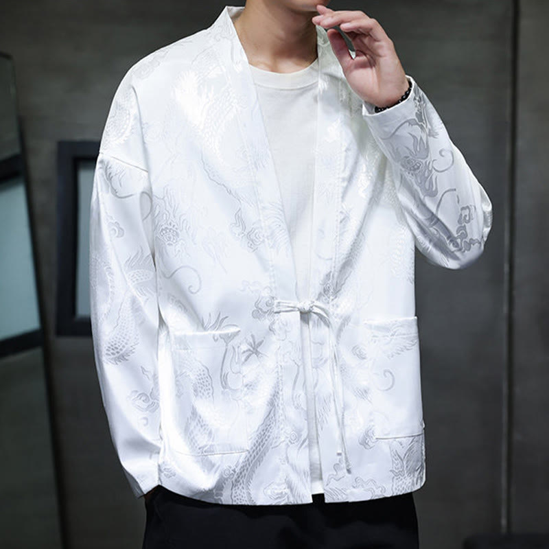 Chemise homme à manches longues et col montant en jacquard motif dragon et Buddha Stones grenouille - image 16