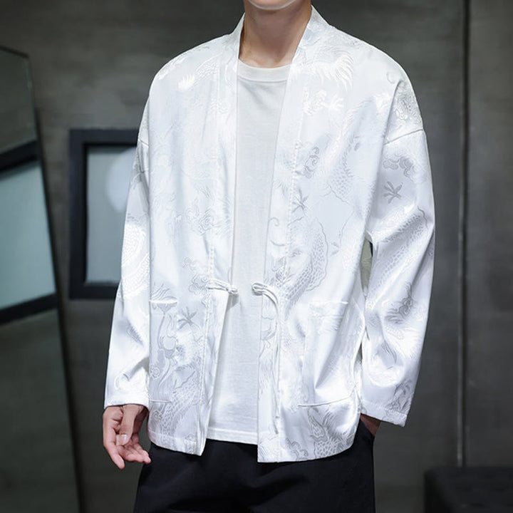 Chemise homme à manches longues et col montant en jacquard motif dragon et Buddha Stones grenouille - image 15