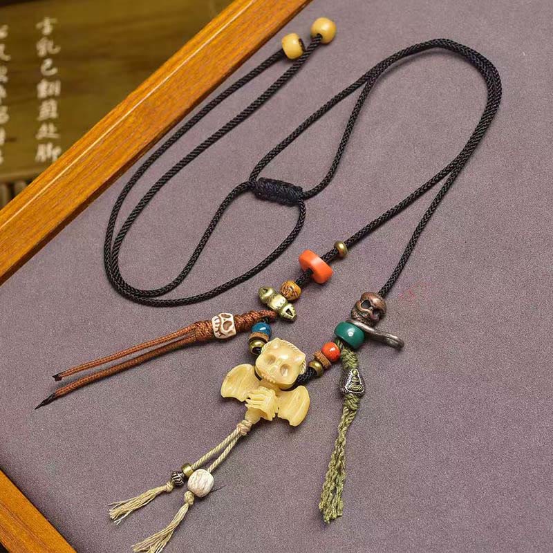 Collier pendentif en corde avec tête de mort tibétaine et Buddha Stones, le Seigneur de la forêt des cadavres, nouveau départ - Les ailes du Seigneur de la forêt des cadavres - image 6