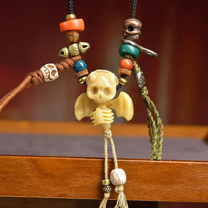 Collier pendentif en corde avec tête de mort tibétaine et Buddha Stones, le Seigneur de la forêt des cadavres, nouveau départ - image 8