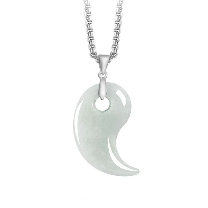 Collier avec pendentif porte-bonheur en argent sterling 925 et jade en forme de larme, chaîne en acier titane et pierres de Buddha Stones - Azuré - Jade - image 7