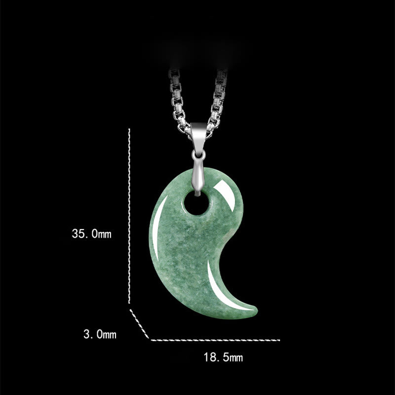 Collier avec pendentif porte-bonheur en argent sterling 925 et jade en forme de larme, chaîne en acier titane et pierres de Buddha Stones - image 2