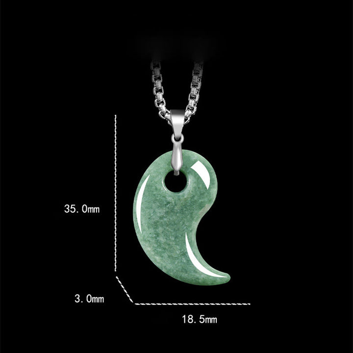 Collier avec pendentif porte-bonheur en argent sterling 925 et jade en forme de larme, chaîne en acier titane et pierres de Buddha Stones - image 2
