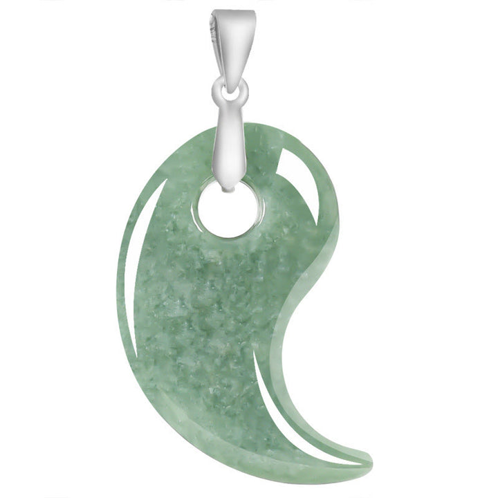 Collier avec pendentif porte-bonheur en argent sterling 925 et jade en forme de larme, chaîne en acier titane et pierres de Buddha Stones - image 1