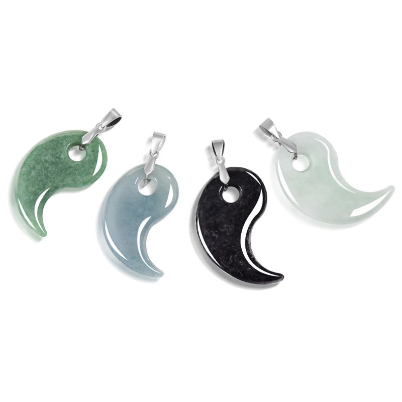Collier avec pendentif porte-bonheur en argent sterling 925 et jade en forme de larme, chaîne en acier titane et pierres de Buddha Stones - image 11