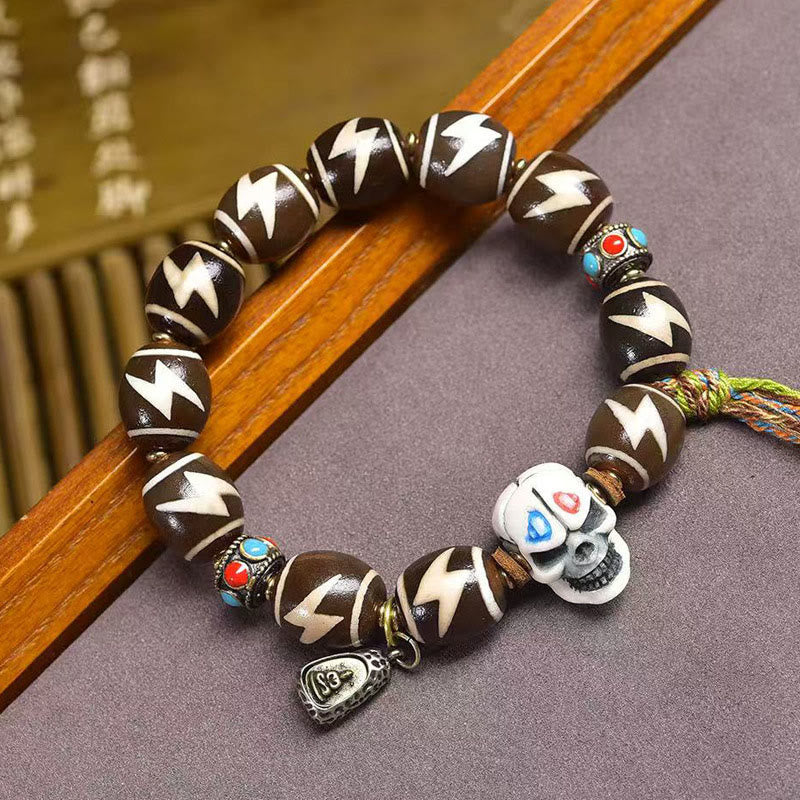 Buddha Stones Vase au trésor de foudre tibétain Perle Dzi Bracelet de puissance du Seigneur de la forêt des cadavres - image 1