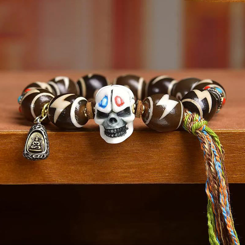 Buddha Stones Vase au trésor de foudre tibétain Perle Dzi Bracelet de puissance du Seigneur de la forêt des cadavres - image 2
