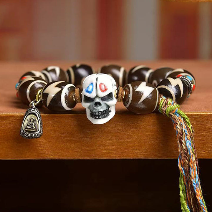 Buddha Stones Vase au trésor de foudre tibétain Perle Dzi Bracelet de puissance du Seigneur de la forêt des cadavres - image 2