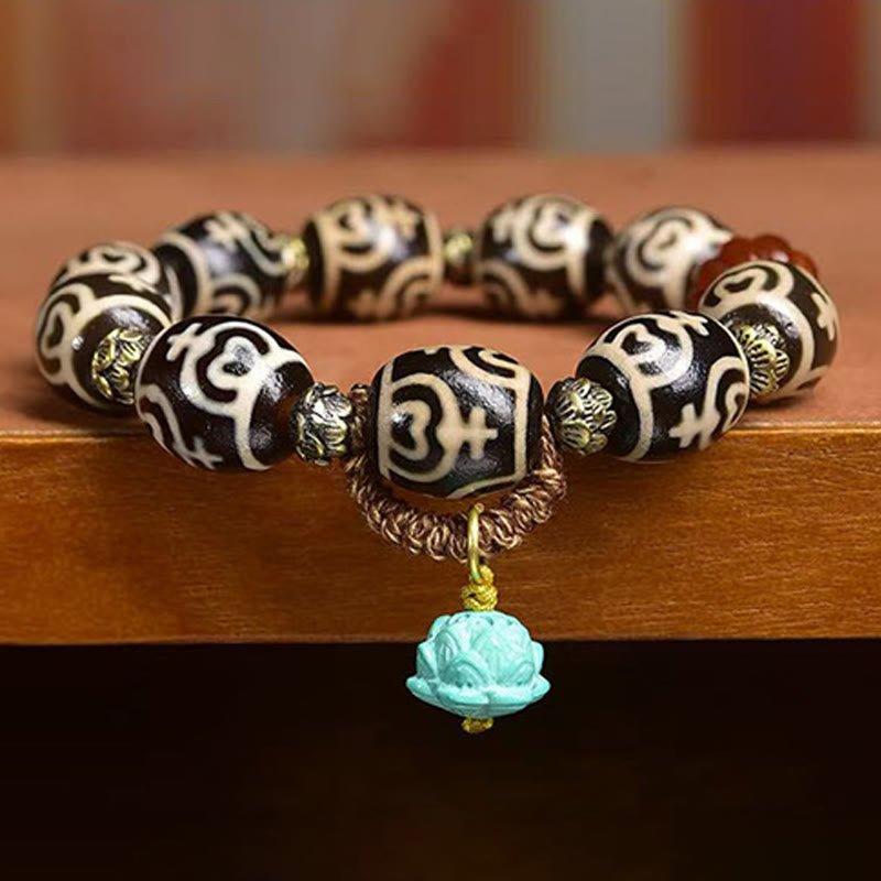 Buddha Stones Vase au trésor de foudre tibétain Perle Dzi Bracelet de puissance du Seigneur de la forêt des cadavres - image 11