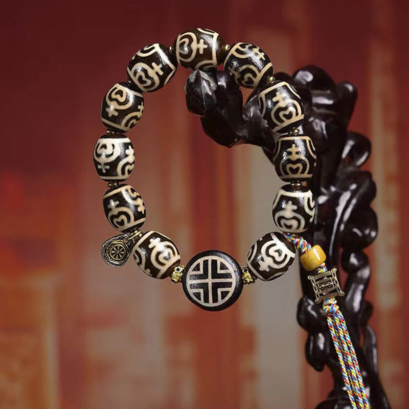 Buddha Stones Vase au trésor de foudre tibétain Perle Dzi Bracelet de puissance du Seigneur de la forêt des cadavres - image 7