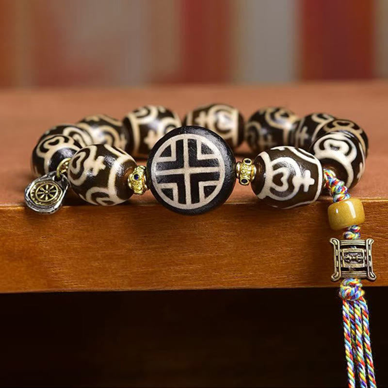 Buddha Stones Vase au trésor de foudre tibétain Perle Dzi Bracelet de puissance du Seigneur de la forêt des cadavres - image 8