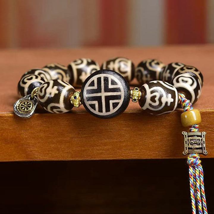 Buddha Stones Vase au trésor de foudre tibétain Perle Dzi Bracelet de puissance du Seigneur de la forêt des cadavres - image 8