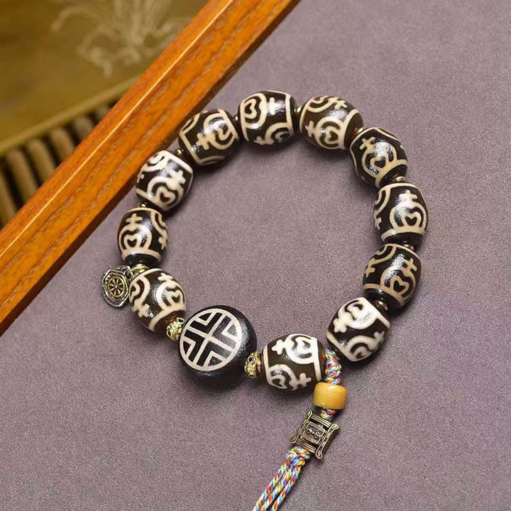 Buddha Stones Vase au trésor de foudre tibétain Perle Dzi Bracelet de puissance du Seigneur de la forêt des cadavres - image 6