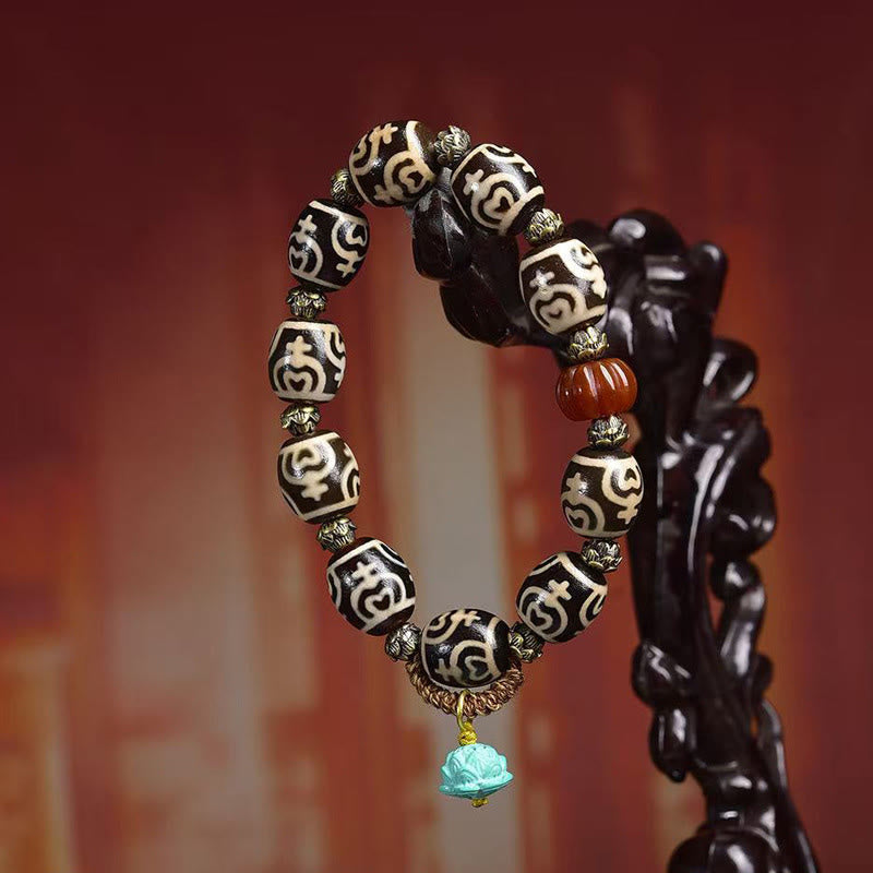 Buddha Stones Vase au trésor de foudre tibétain Perle Dzi Bracelet de puissance du Seigneur de la forêt des cadavres - image 10
