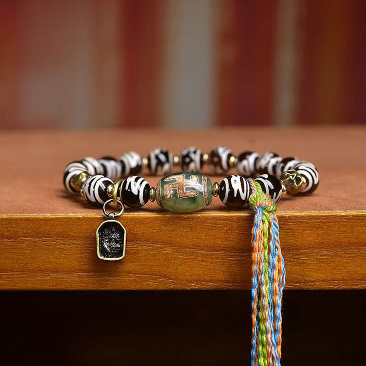 Bracelet de richesse en perles dzi tibétaines en Buddha Stones , tête de mort, Seigneur de la forêt des cadavres - image 8