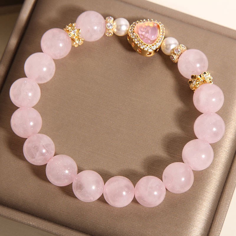 Bracelet de chaleur en perles de cristal rose avec symbole de Bouddha naturel et Buddha Stones - image 4