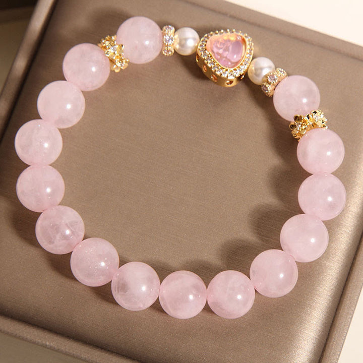 Bracelet de chaleur en perles de cristal rose avec symbole de Bouddha naturel et Buddha Stones - image 4