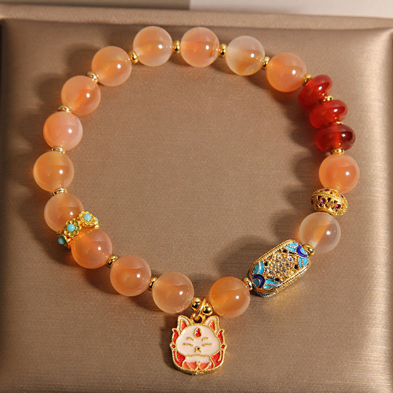 Bracelet de guérison en agate orange bonbon naturelle à neuf queues de Buddha Stones - image 4