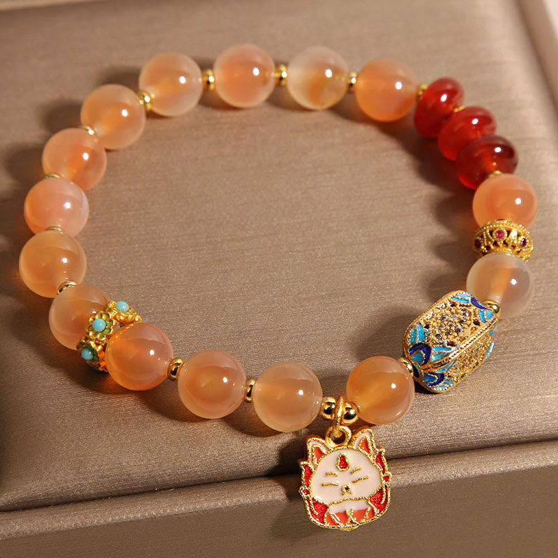 Bracelet de guérison en agate orange bonbon naturelle à neuf queues de Buddha Stones - image 6