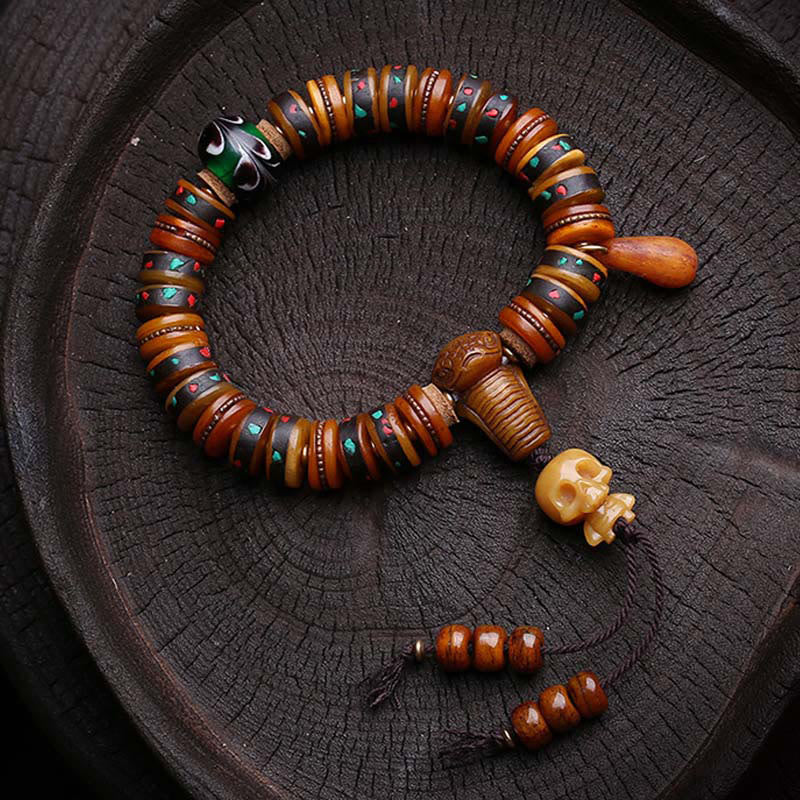 Buddha Stones d'os du Tibet Le Seigneur de la forêt des cadavres Bracelet Rappels de notre impermanence - image 1