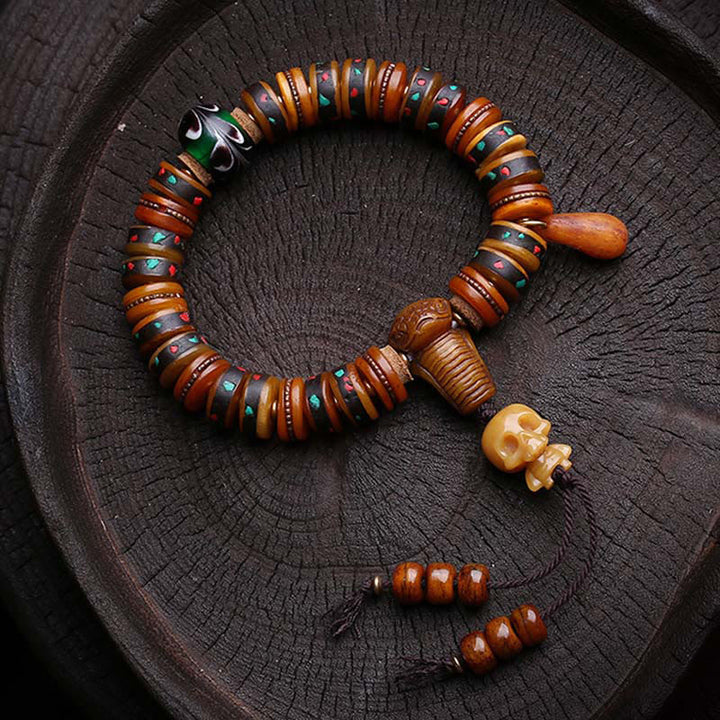 Buddha Stones d'os du Tibet Le Seigneur de la forêt des cadavres Bracelet Rappels de notre impermanence - image 1