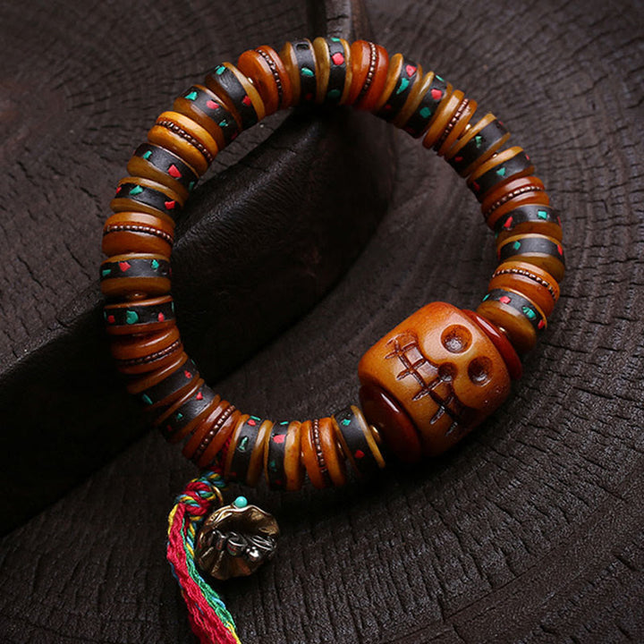 Buddha Stones d'os du Tibet Le Seigneur de la forêt des cadavres Bracelet Rappels de notre impermanence - image 7