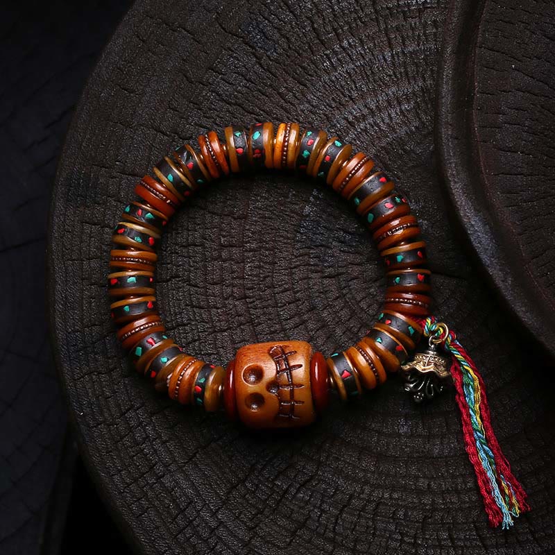 Buddha Stones d'os du Tibet Le Seigneur de la forêt des cadavres Bracelet Rappels de notre impermanence - image 6